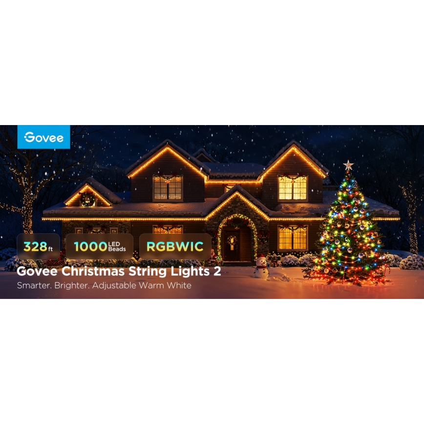 Govee - Corrente de Natal LED RGBICW para exterior 2700-6500K 20m Wi-Fi Matter IP66