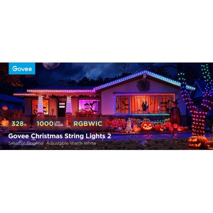 Govee - Corrente de Natal LED RGBICW para exterior 2700-6500K 20m Wi-Fi Matter IP66