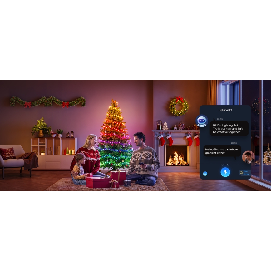 Govee - Corrente de Natal LED RGBICW para exterior 2700-6500K 20m Wi-Fi Matter IP66