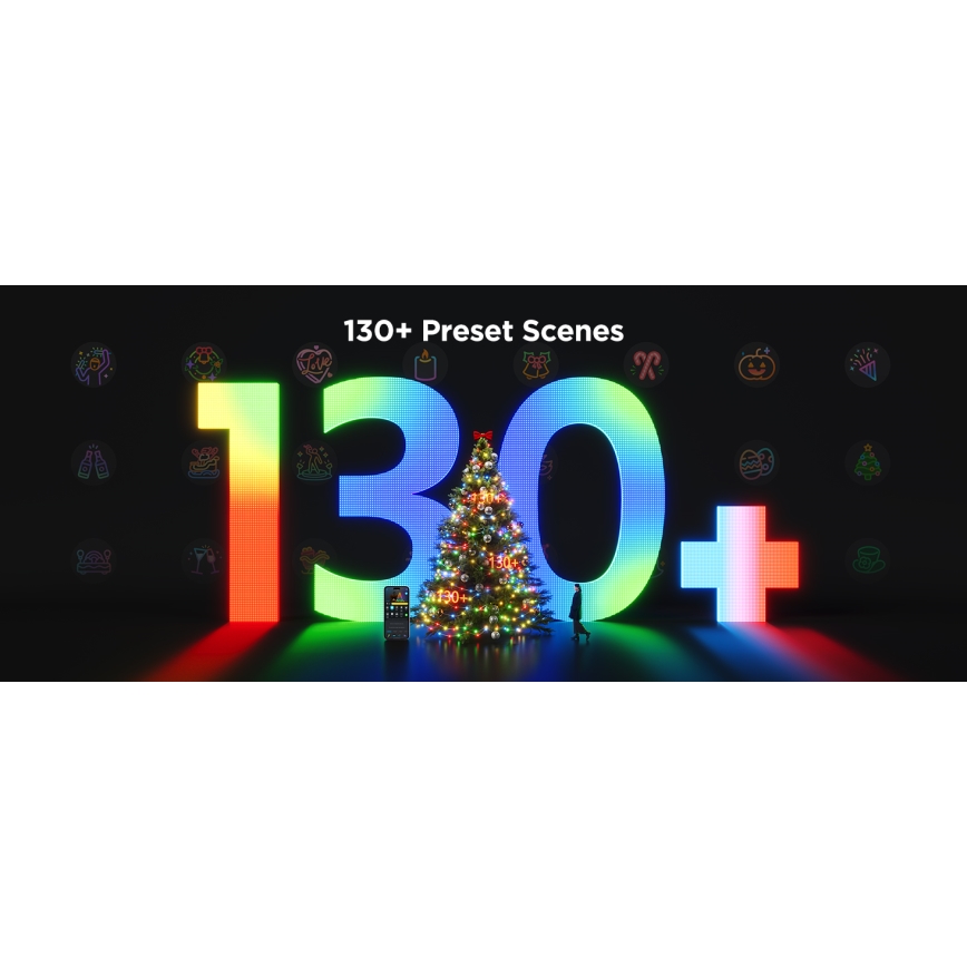 Govee - Corrente de Natal LED RGBICW para exterior 2700-6500K 20m Wi-Fi Matter IP66