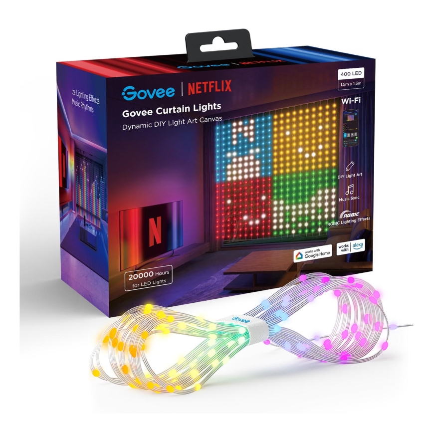 Govee - Corrente decorativa LED RGB regulável LED/15W/230V IP65 Wi-Fi