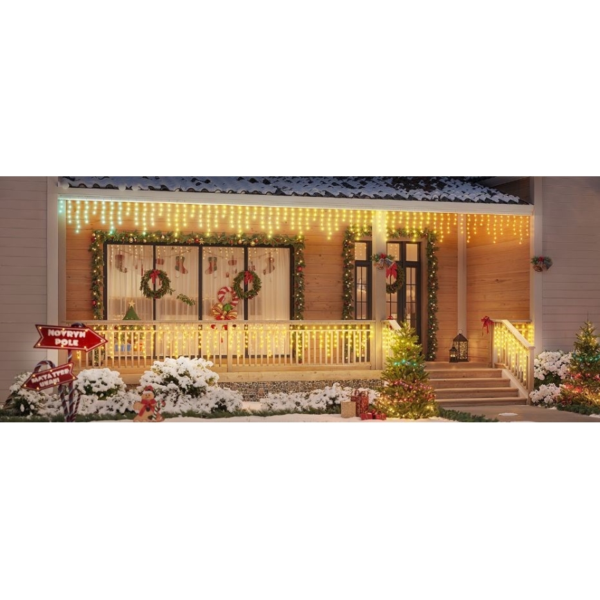 Govee - Corrente exterior LED RGBIC Inteligente icicles 10m Wi-Fi Matter IP65