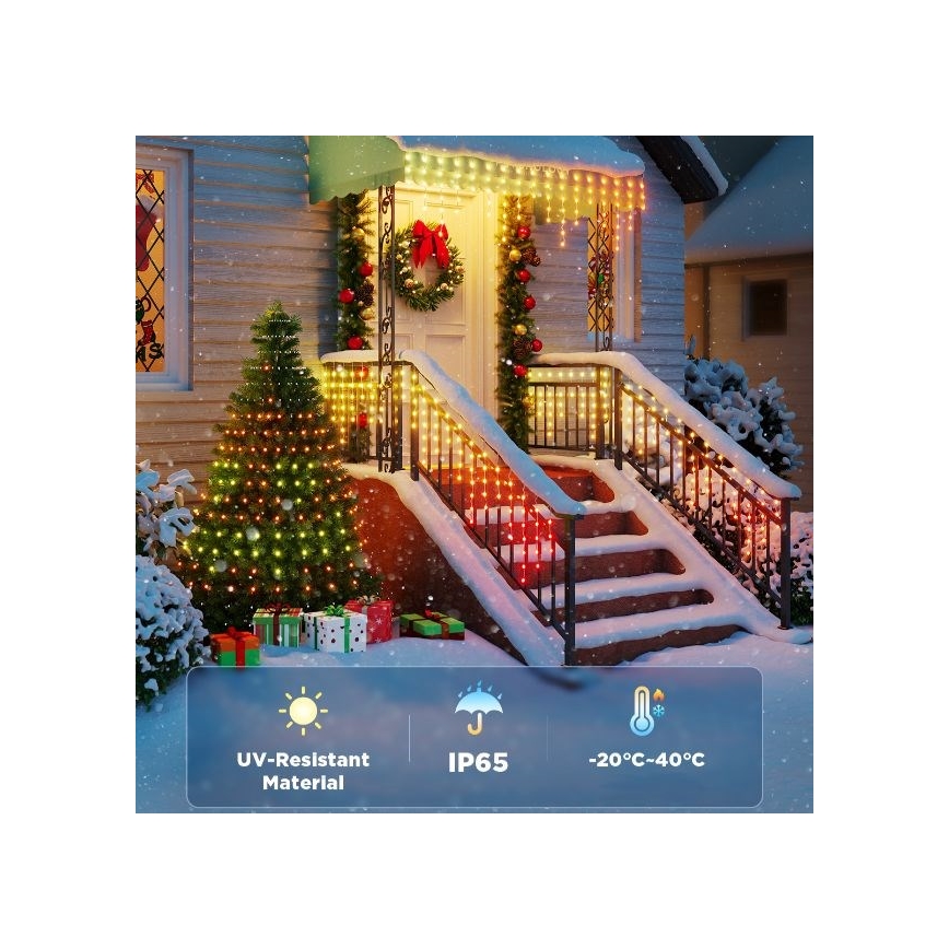 Govee - Corrente exterior LED RGBIC Inteligente icicles 10m Wi-Fi Matter IP65