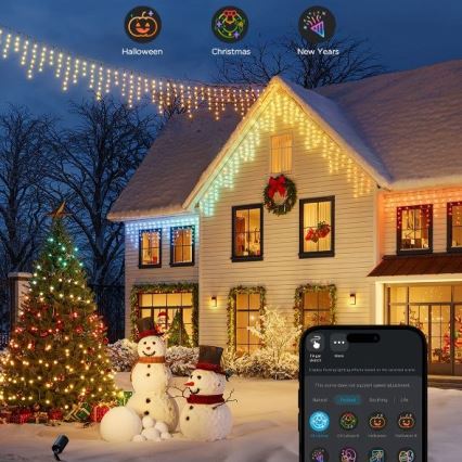 Govee - Corrente exterior LED RGBIC Inteligente icicles 10m Wi-Fi Matter IP65