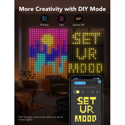 Govee - Cortina luminosa RGBIC 520 LED 1,5x2m Wi-Fi IP65