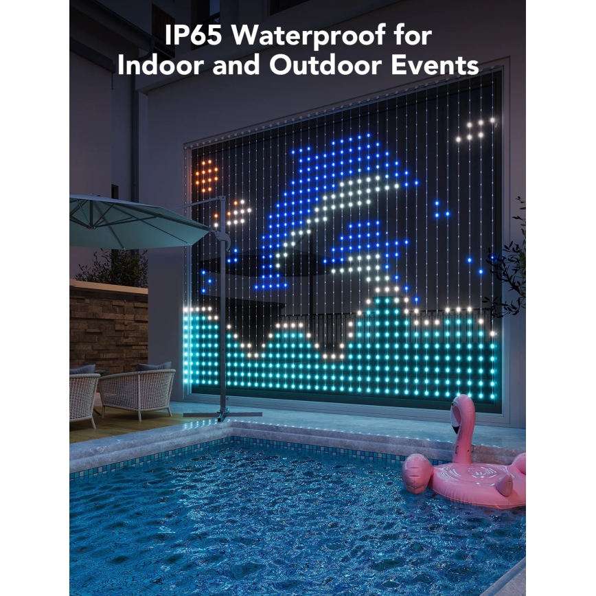 Govee - Cortina luminosa RGBIC 520 LED 1,5x2m Wi-Fi IP65