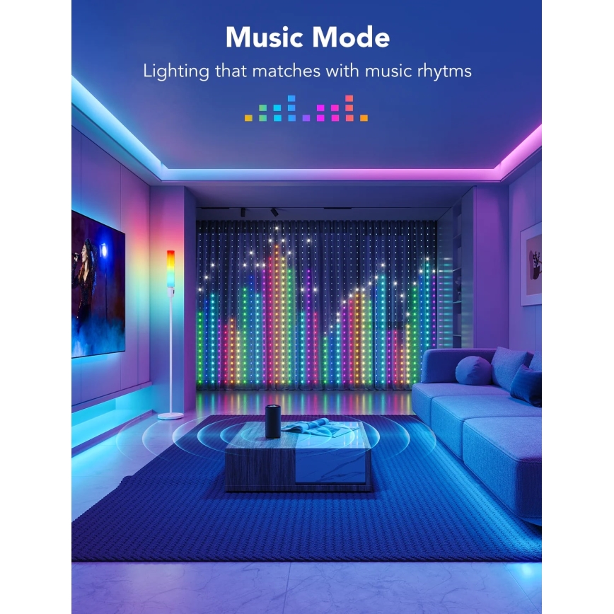 Govee - Cortina luminosa RGBIC 520 LED 1,5x2m Wi-Fi IP65