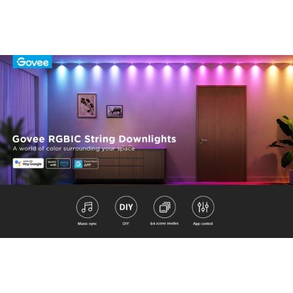 Govee - Downlights de cordas LED RGBIC 5m Wi-Fi