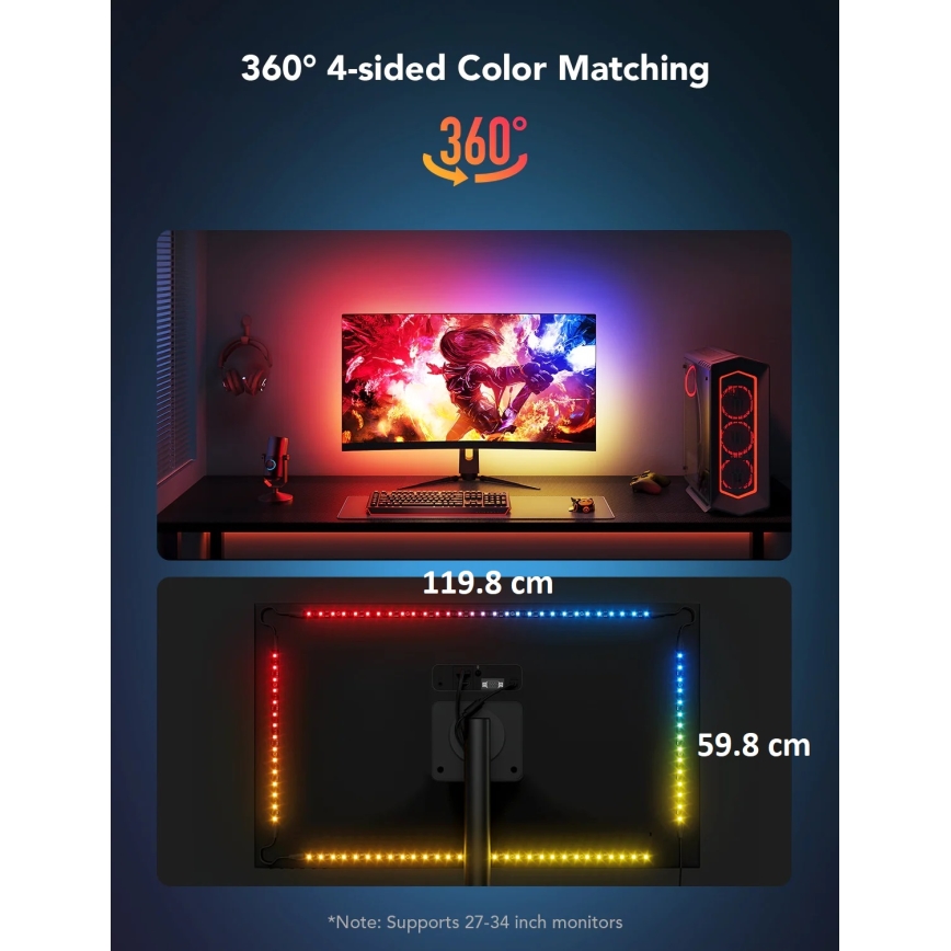 Govee - Dreamview G1 Smart LED RGBIC monitor iluminação 27-34 Wi-Fi