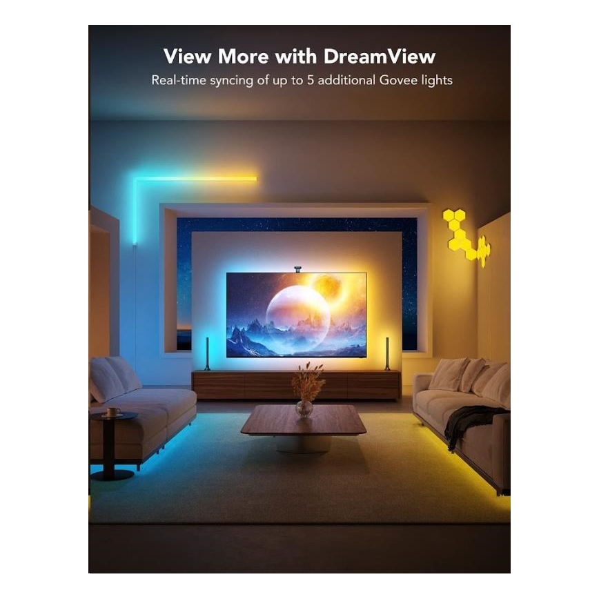 Govee - DreamView T2 DUAL TV 55-65 Iluminação LED Smart RGBIC Wi‑Fi + comando remoto