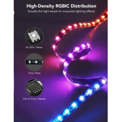 Govee - DreamView T2 DUAL TV 55-65 Iluminação LED Smart RGBIC Wi‑Fi + comando remoto