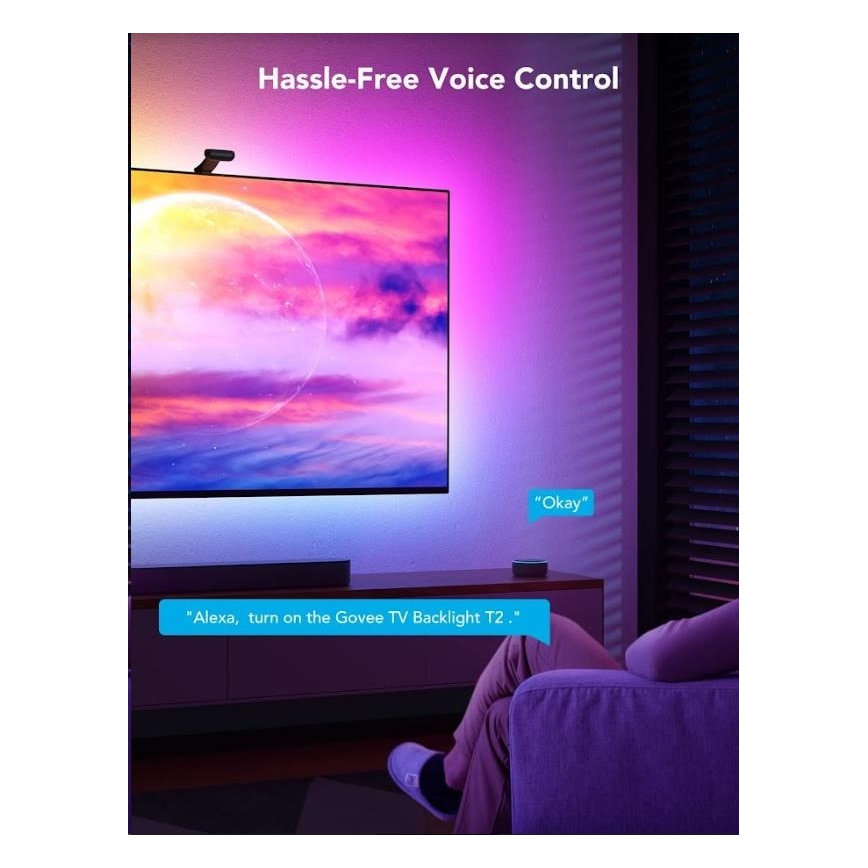 Govee - DreamView T2 DUAL TV 55-65 Iluminação LED Smart RGBIC Wi‑Fi + comando remoto
