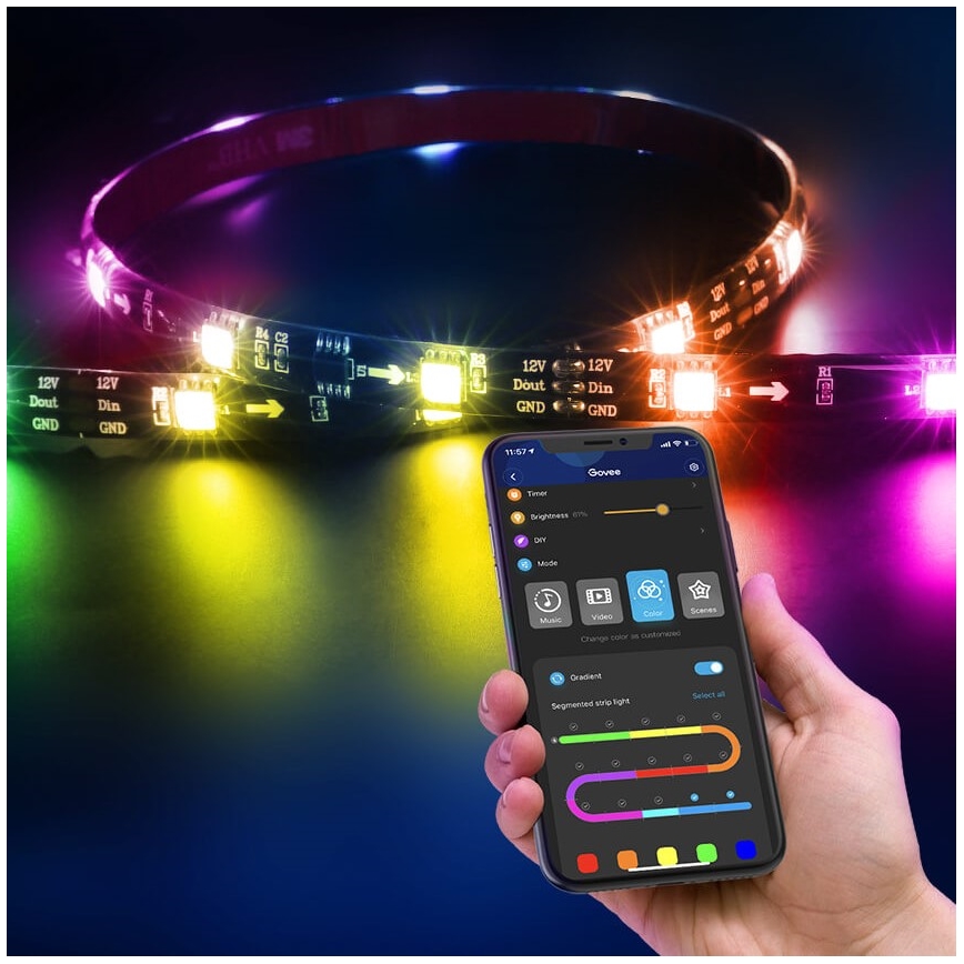 Govee - DreamView T2 DUAL TV 55-65 Iluminação LED Smart RGBIC Wi‑Fi + comando remoto
