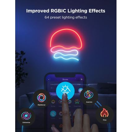 Govee - Fita LED dobrável Neon 2 MATTER 5m RGBIC Wi-Fi IP67