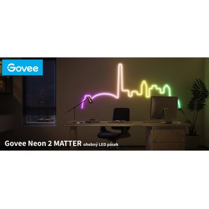 Govee - Fita LED dobrável Neon 2 MATTER 5m RGBIC Wi-Fi IP67