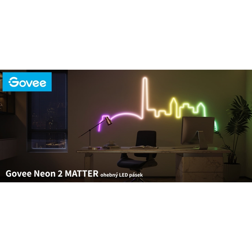 Govee - Fita LED dobrável Neon 2 MATTER 5m RGBIC Wi-Fi IP67