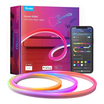 Govee - Fita LED RGBIC dobrável Neon SMART 2m Wi-Fi IP67