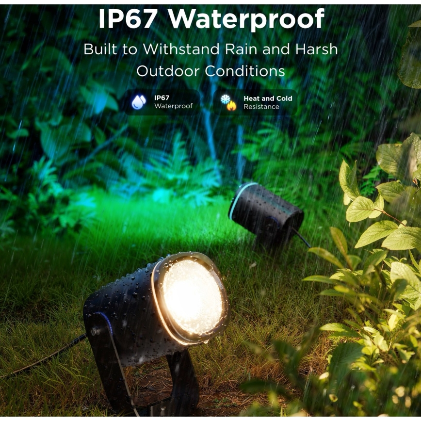 Govee - CONJUNTO 2x LED RGBWW Holofote regulável LED/12W/230V IP67 2700-6500K Wi-Fi