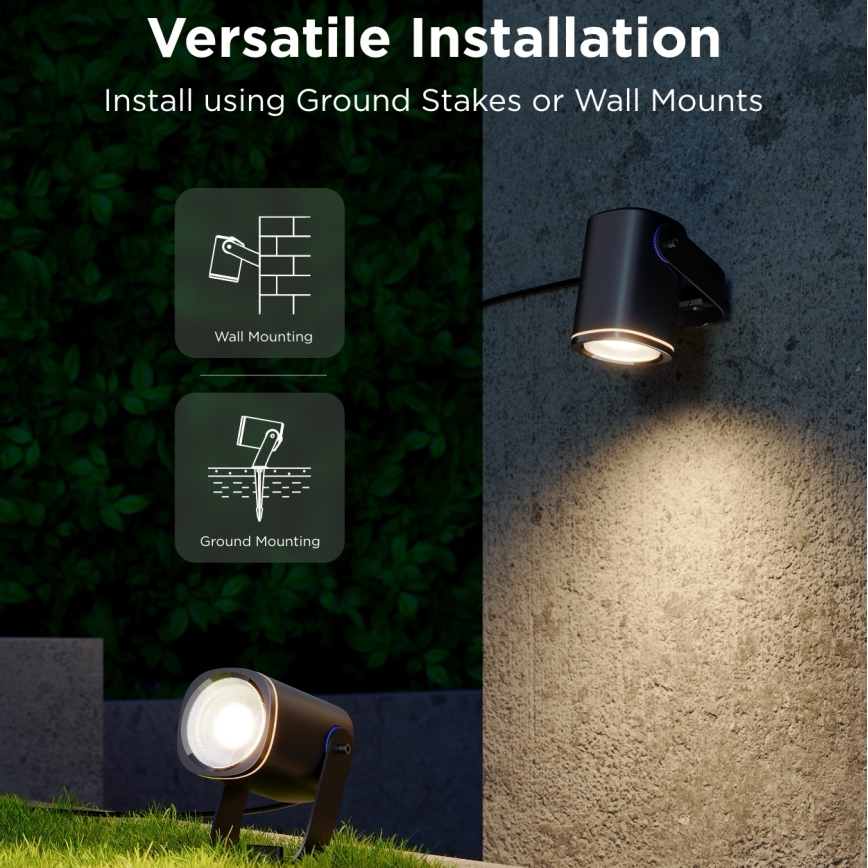 Govee - CONJUNTO 2x LED RGBWW Holofote regulável LED/12W/230V IP67 2700-6500K Wi-Fi