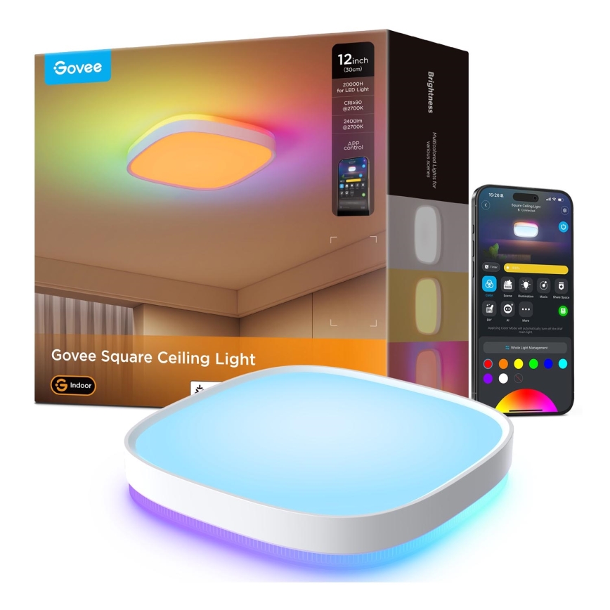 Govee - Iluminação de teto LED RGBIC com regulação LED/24W/230V 2700-6500K Wi-Fi 30x30 cm