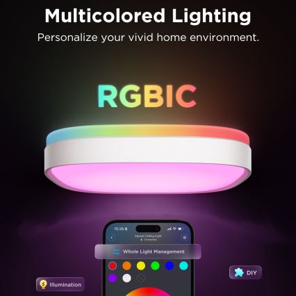 Govee - Iluminação de teto LED RGBIC com regulação LED/24W/230V 2700-6500K Wi-Fi 30x30 cm