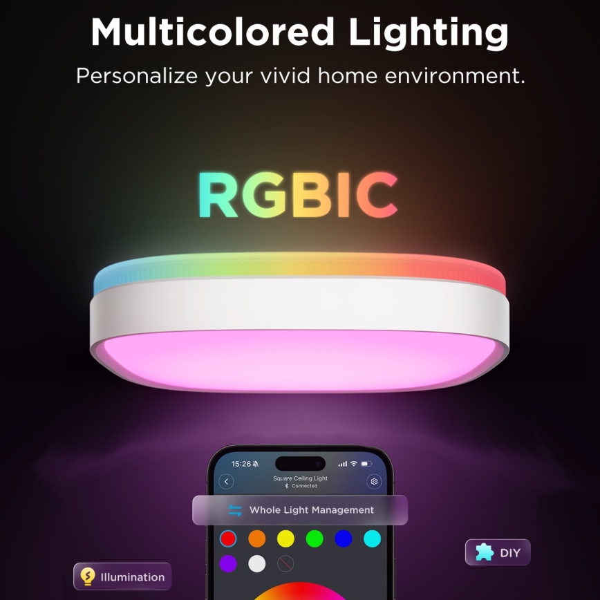 Govee - Iluminação de teto LED RGBIC com regulação LED/24W/230V 2700-6500K Wi-Fi 30x30 cm