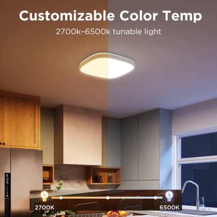 Govee - Iluminação de teto LED RGBIC com regulação LED/24W/230V 2700-6500K Wi-Fi 30x30 cm