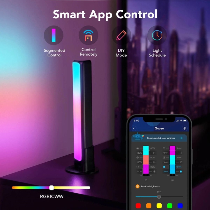 Govee - CONJUNTO 2x Flow Plus SMART LED para TV e Jogos - RGBICWW Wi-Fi