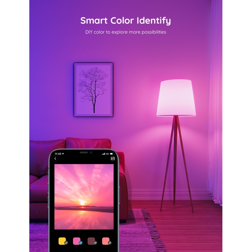 Govee - LED RGBWW Lâmpada regulável inteligente MATTER E27/9W/230V 2700-6500K Wi-Fi