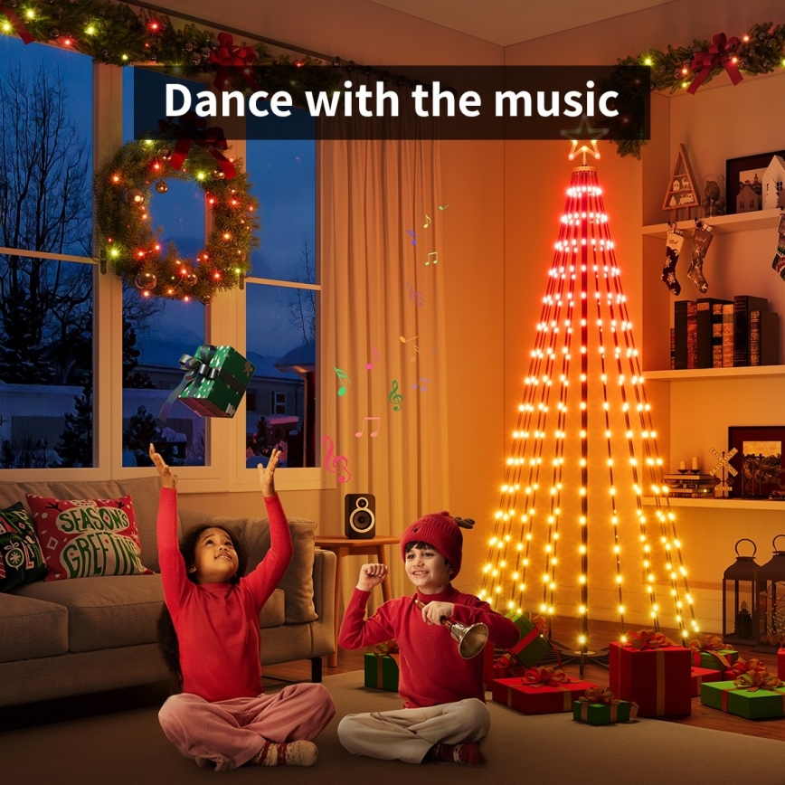 Govee - LED RGBIC Árvore de Natal com estrela LED/15W/230V IP65 1,8m Matter Wi-Fi