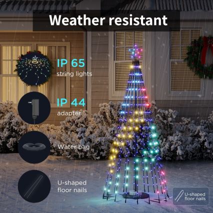 Govee - LED RGBIC Árvore de Natal com estrela LED/15W/230V IP65 1,8m Matter Wi-Fi