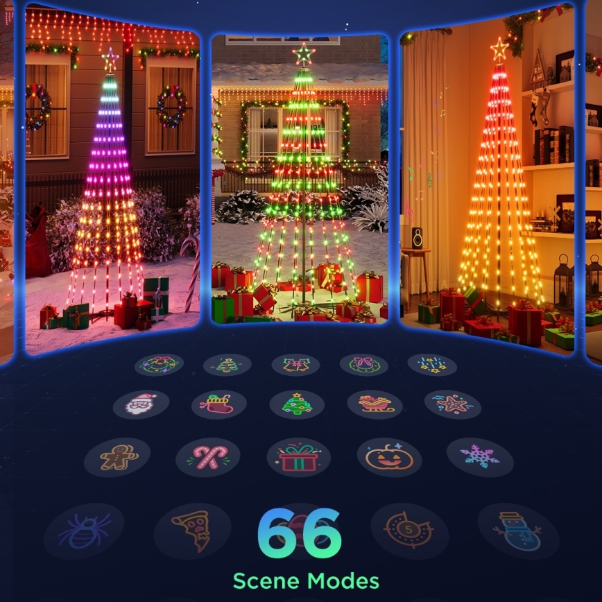 Govee - LED RGBIC Árvore de Natal com estrela LED/15W/230V IP65 1,8m Matter Wi-Fi