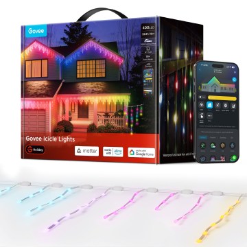 Govee - LED RGBIC Cordão de luzes tipo pingente para exterior 10m Wi-Fi Matter IP65