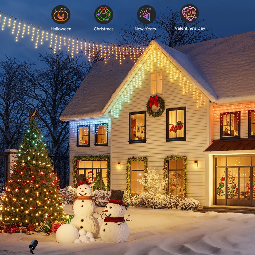 Govee - LED RGBIC Cordão de luzes tipo pingente para exterior 10m Wi-Fi Matter IP65
