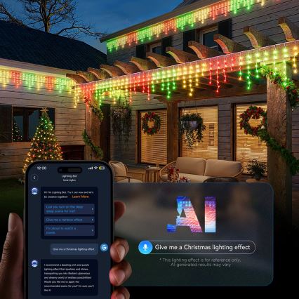 Govee - LED RGBIC Cordão de luzes tipo pingente para exterior 10m Wi-Fi Matter IP65