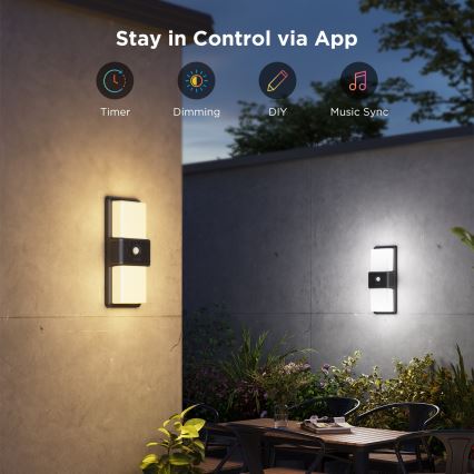 Govee - LED RGBIC Aplique de parede para exterior dimmerizável com sensor MATTER LED/230V IP65 2700-6500K Wi-Fi