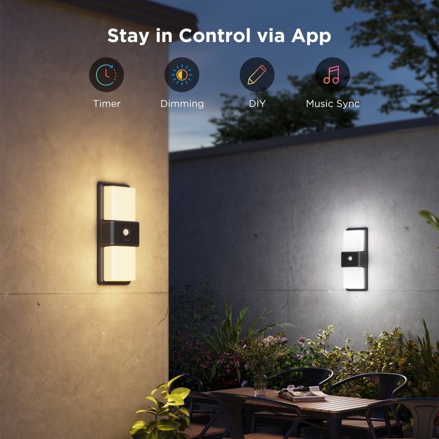 Govee - LED RGBIC Aplique de parede para exterior dimmerizável com sensor MATTER LED/230V IP65 2700-6500K Wi-Fi