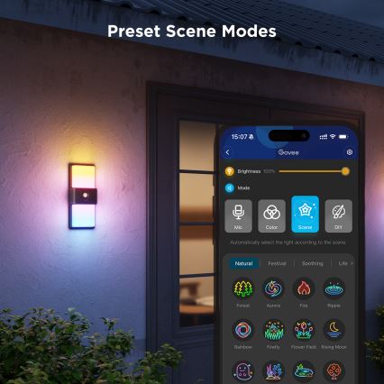 Govee - LED RGBIC Aplique de parede para exterior dimmerizável com sensor MATTER LED/230V IP65 2700-6500K Wi-Fi