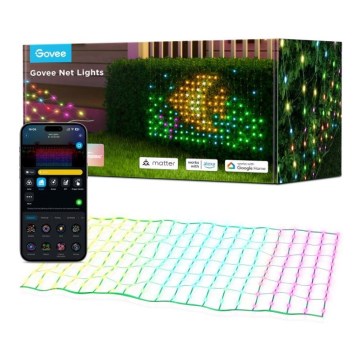 Govee - LED RGBIC Rede luminosa para exterior 143x85cm Wi-Fi Matter IP65