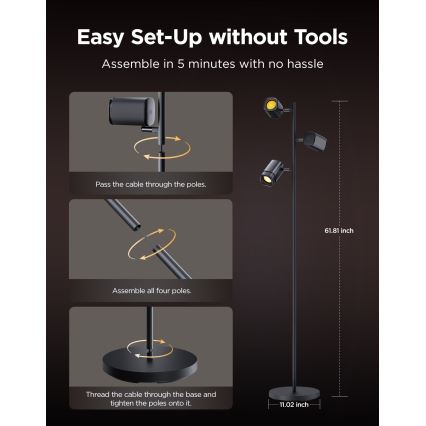 Govee - LED RGBICWW Candeeiro de pé regulável TREE MATTER LED/48W/230V Wi-Fi