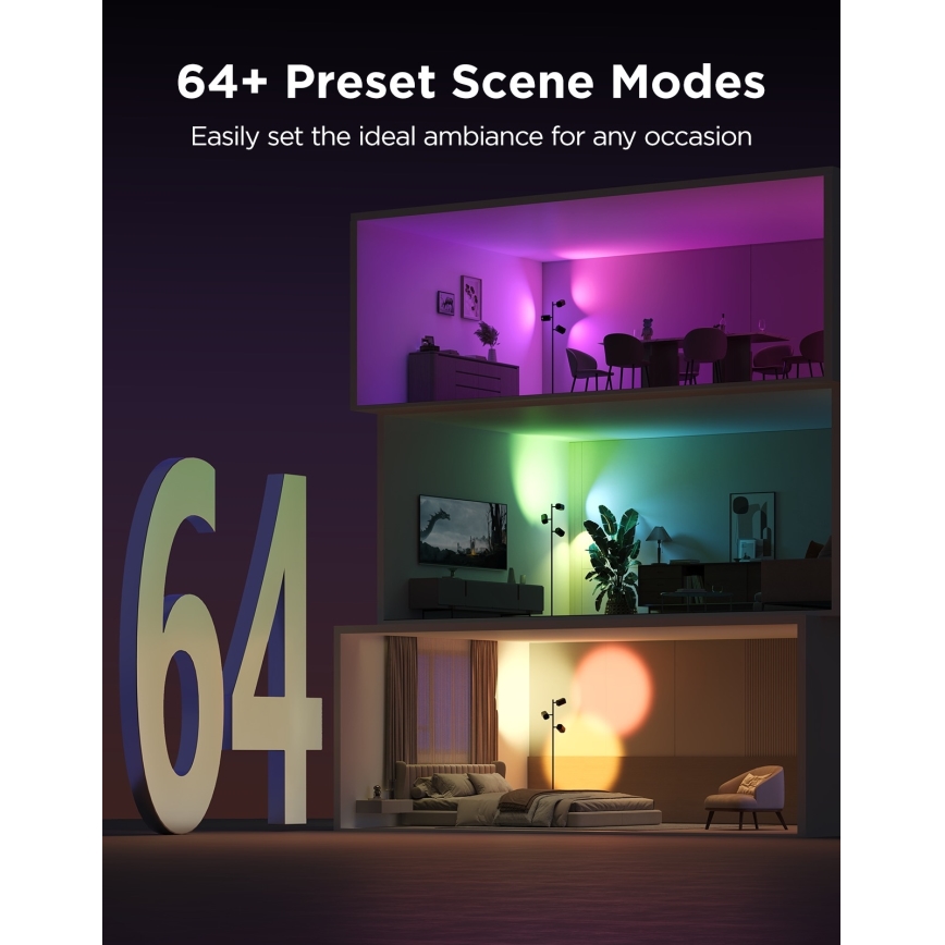 Govee - LED RGBICWW Candeeiro de pé regulável TREE MATTER LED/48W/230V Wi-Fi