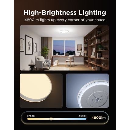 Govee - LED RGBICWW Luminária de teto dimerizável LED/55W/230V Ø 46 cm Matter Wi-Fi
