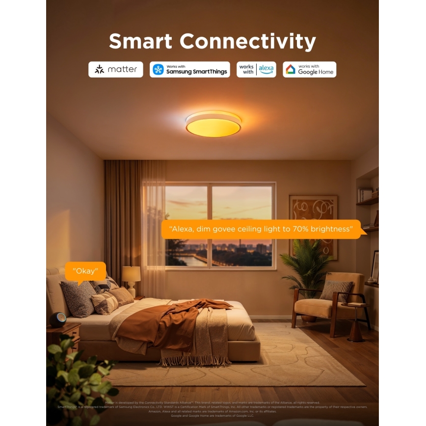 Govee - LED RGBICWW Luminária de teto dimerizável LED/55W/230V Ø 46 cm Matter Wi-Fi