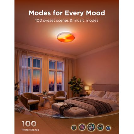 Govee - LED RGBICWW Luminária de teto dimerizável LED/55W/230V Ø 53 cm Matter Wi-Fi