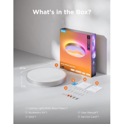 Govee - LED RGBICWW Luminária de teto dimerizável LED/55W/230V Ø 53 cm Matter Wi-Fi
