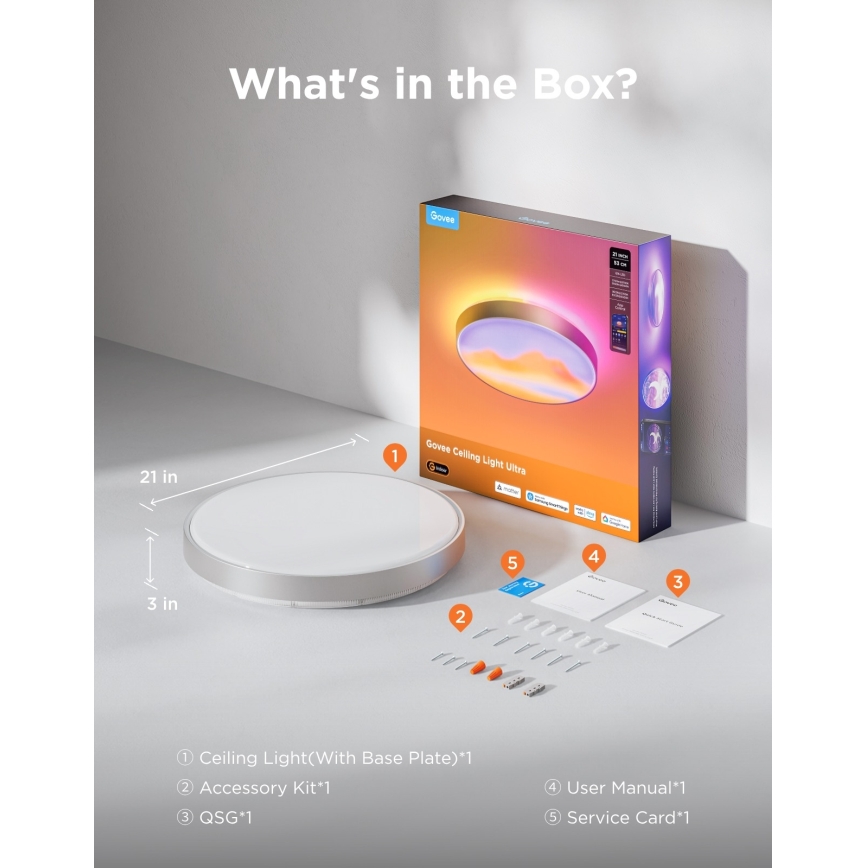 Govee - LED RGBICWW Luminária de teto dimerizável LED/55W/230V Ø 53 cm Matter Wi-Fi