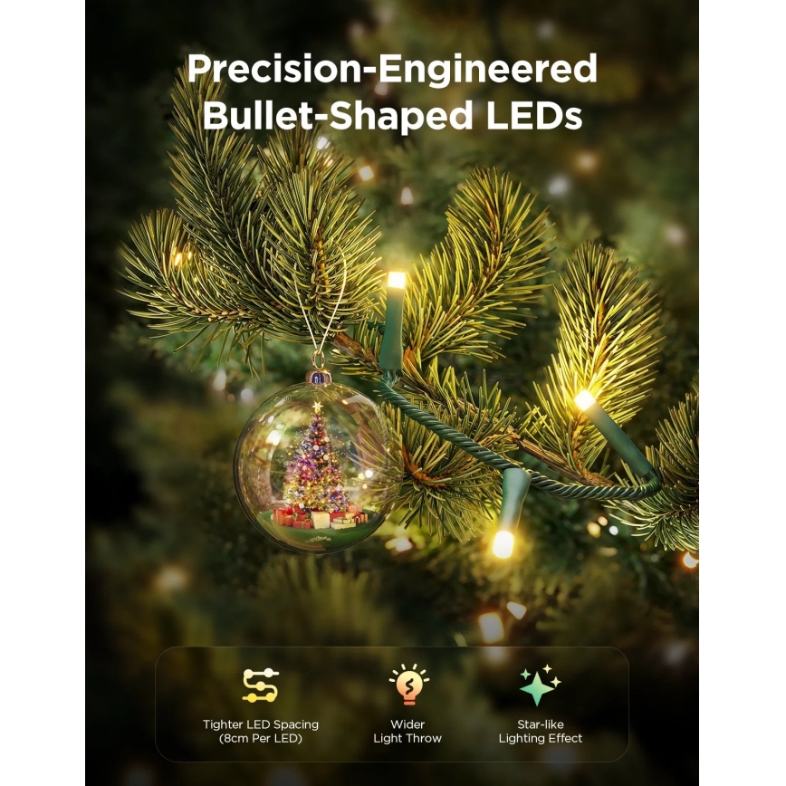 Govee - LED RGBWIC Guirlanda de luzes de Natal para exterior 2700-6500K 30m Wi-Fi Matter IP65