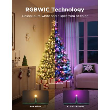 Govee - LED RGBWIC Guirlanda de luzes de Natal para exterior 2700-6500K 30m Wi-Fi Matter IP65