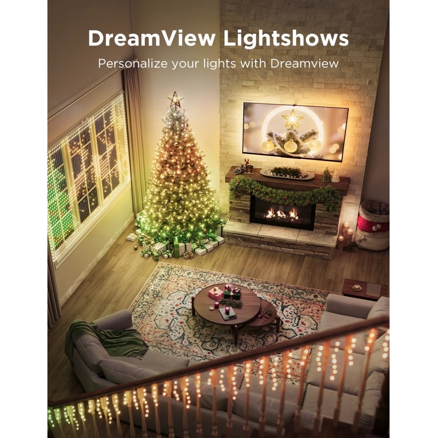 Govee - LED RGBWIC Guirlanda de luzes de Natal para exterior 2700-6500K 30m Wi-Fi Matter IP65