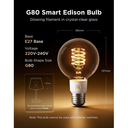 Govee - Lâmpada LED RGBWW regulável Smart MATTER G80 E27/5W/230V 2700-6500K Wi-Fi
